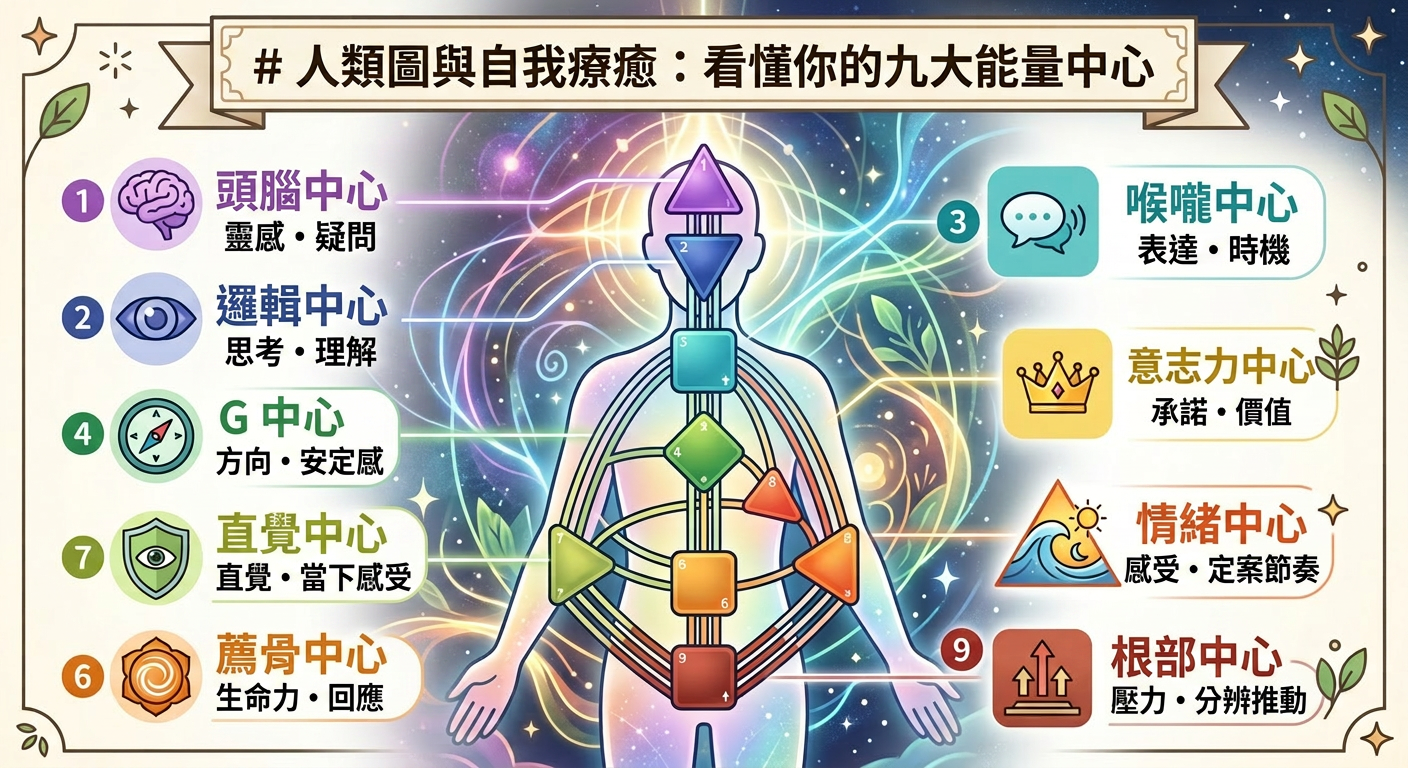 人類圖與自我療癒：看懂你的九大能量中心｜封面圖